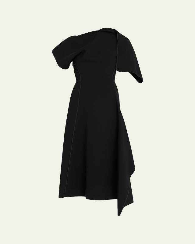 Diadem Off-The-Shoulder Short-Sleeve Midi Dress